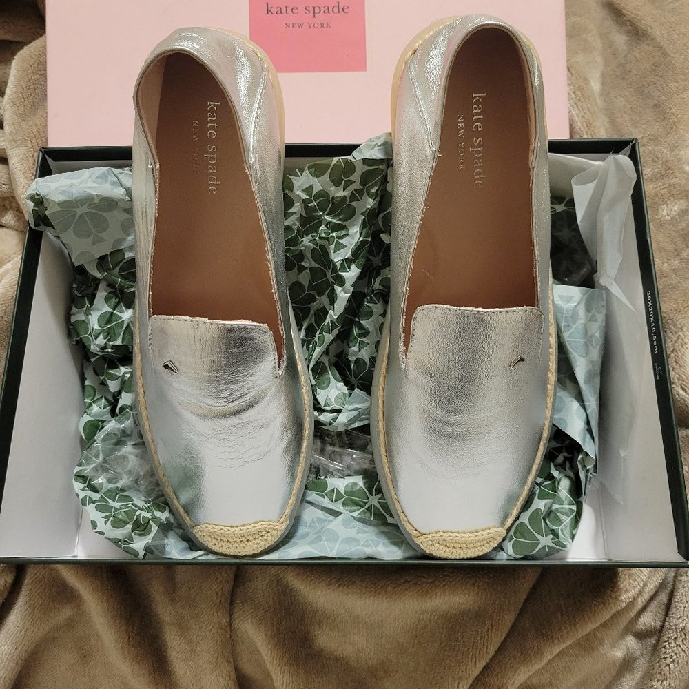 Kate Spade Lisa Silver Espadrilles